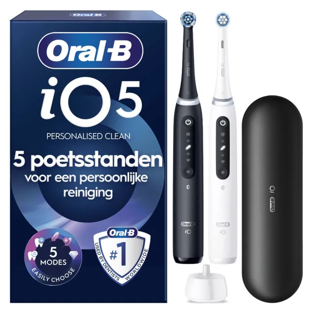 Oral-B iO Series 5 Black & White elektrische tandenborstels - 2 stuks
