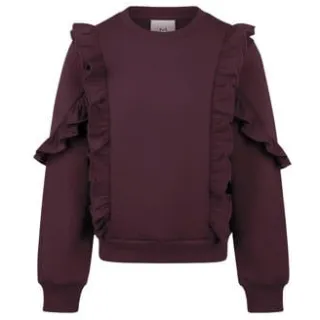Koko Noko rechtvallende sweater met ruches - donkerpaars Effen