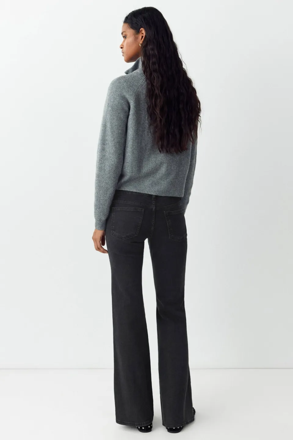 Mango TEEN low waist flared jeans met studs - grey denim, foto 5