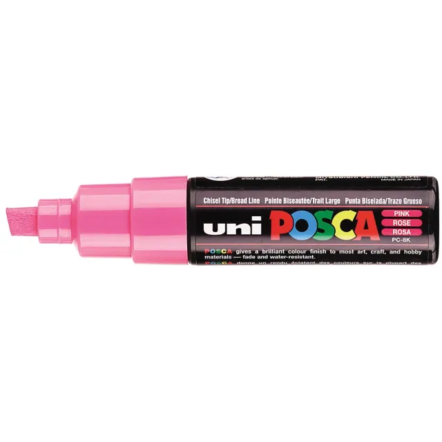 Posca marker met schuine punt schrijfdikte breed roze