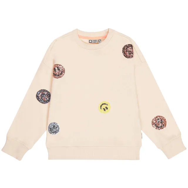 Tumble 'n Dry sweater met pailletten en print - beige