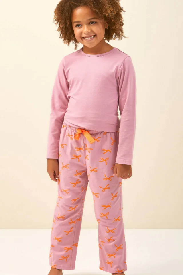 Little Label pyjama roze met all over print op de broek