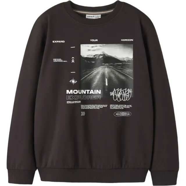 NAME IT KIDS sweater met backprint - donkerbruin