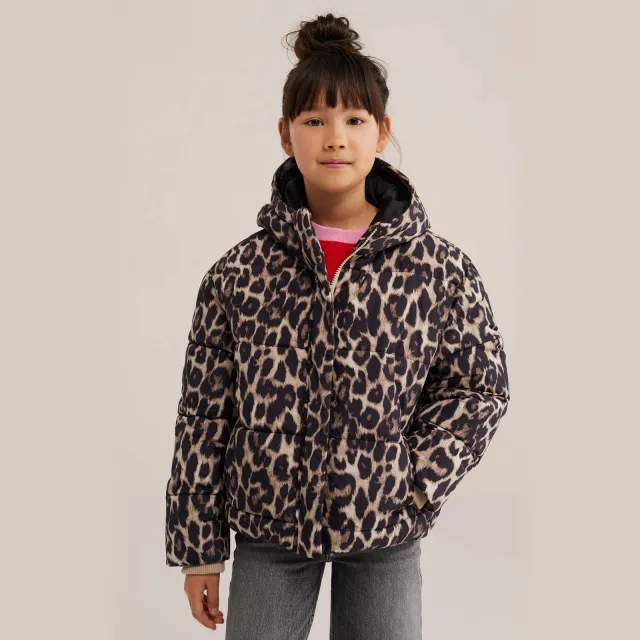 WE Fashion winterjas met panterprint bruin Bruin/beige/zwart