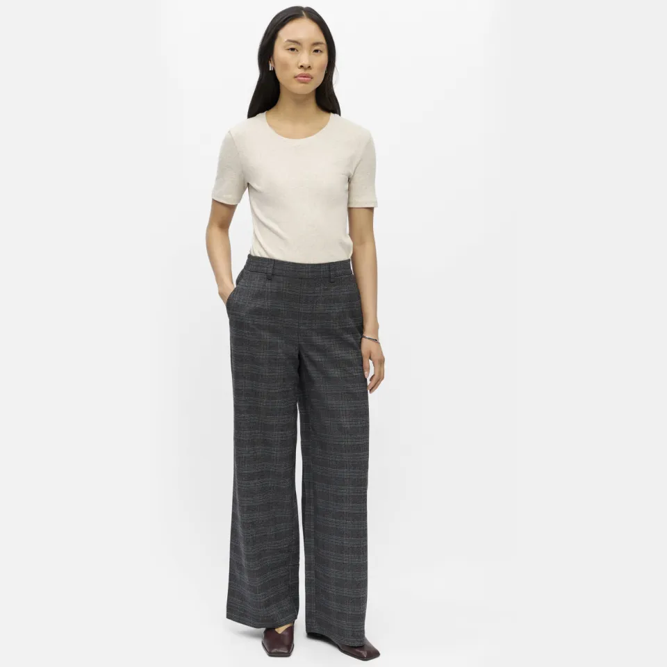 Object wide leg pantalon met krijtstreep - grijs