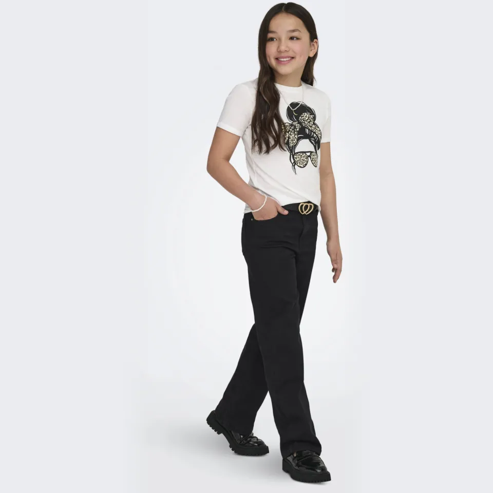 Only KIDS ONLY GIRL high waist wide leg jeans black denim Washed black