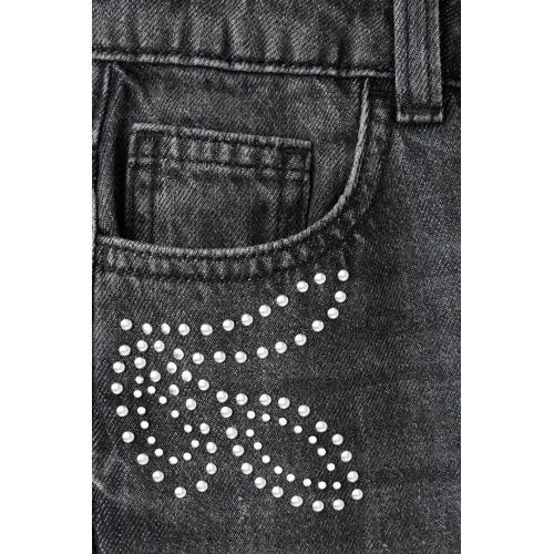Mango Kids regular waist wide leg jeans met studs en print - grijs, foto 4