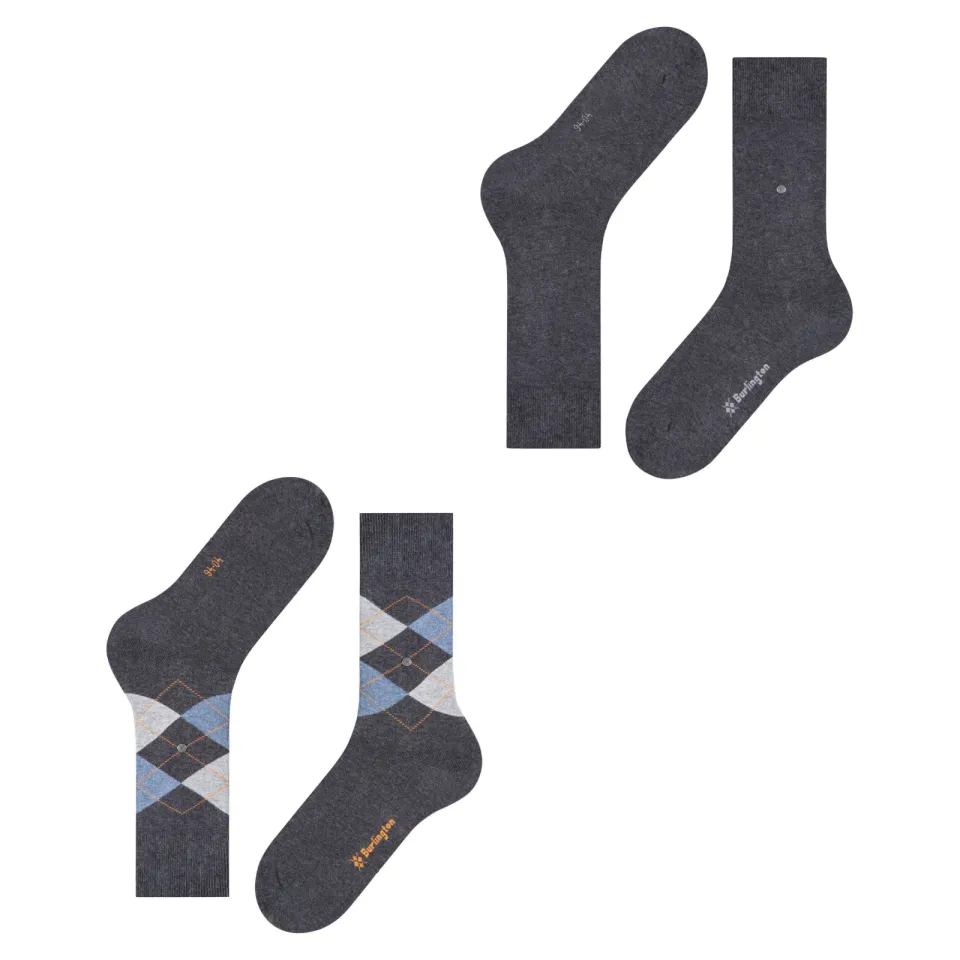 Burlington Everyday Argyle Mix sokken 2-pack grijs, foto 4