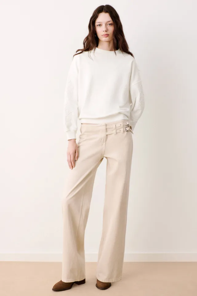 Mango TEEN sweater met borduursels - wit