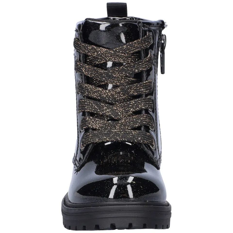 Nelson Kids lakleren enkelboots met profielzool en glitters - zwart, foto 2