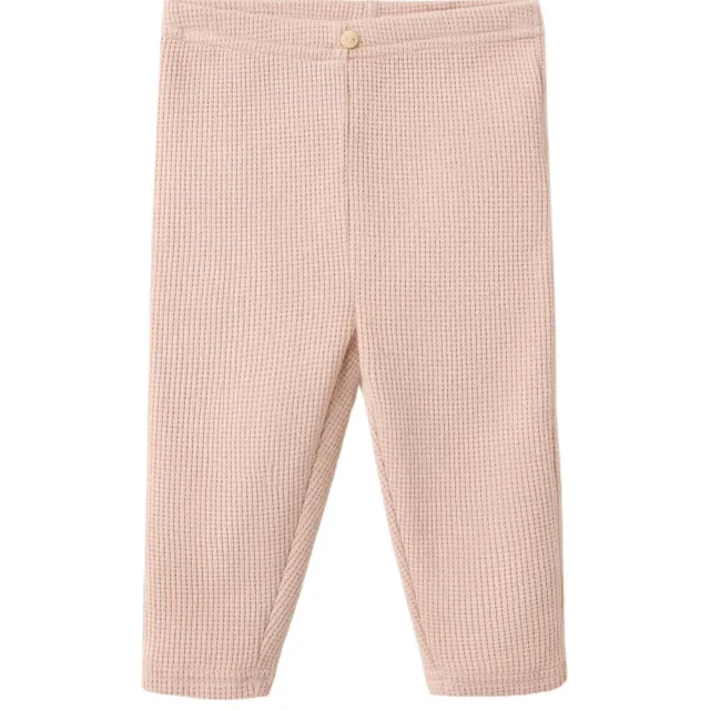 Mango Kids katoenen gebreide babybroek - lichtroze
