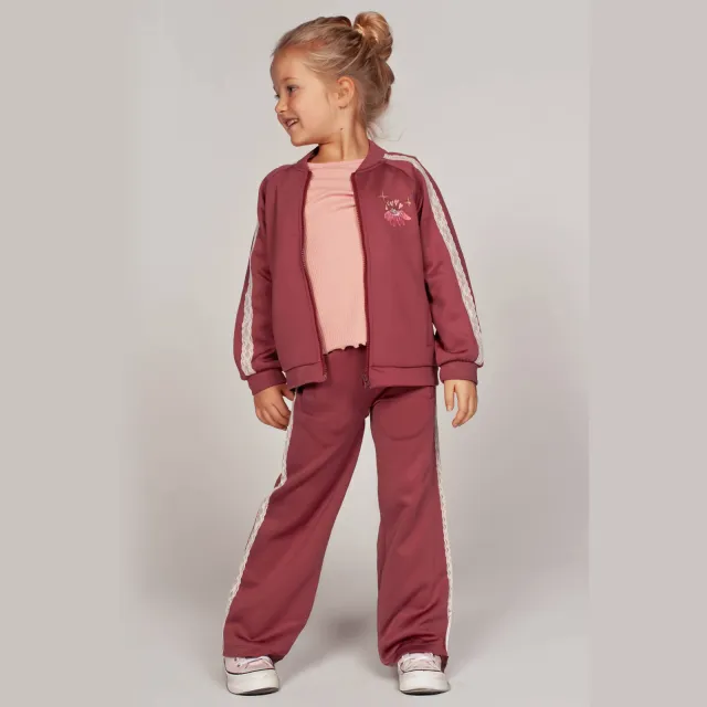 Jubel Moon Flowers wide leg joggingbroek oudroze Oudroze/wit