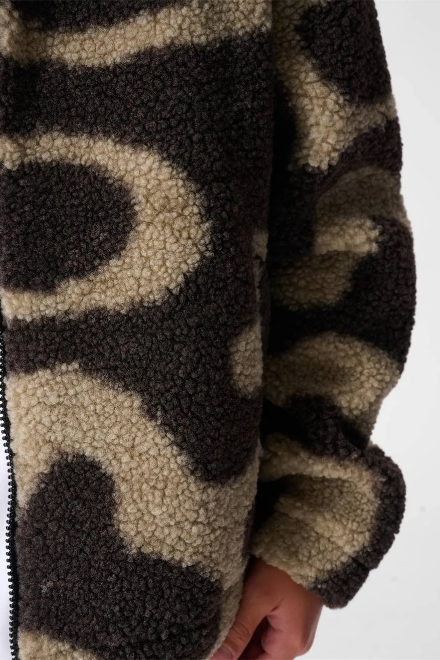 Shoeby teddy jas met print donkerbruin, foto 7