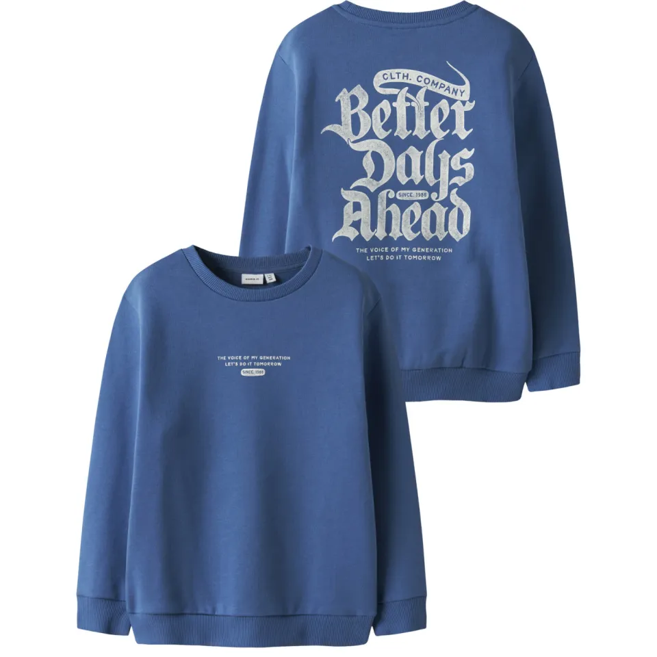 NAME IT KIDS sweater met backprint blauw, foto 4