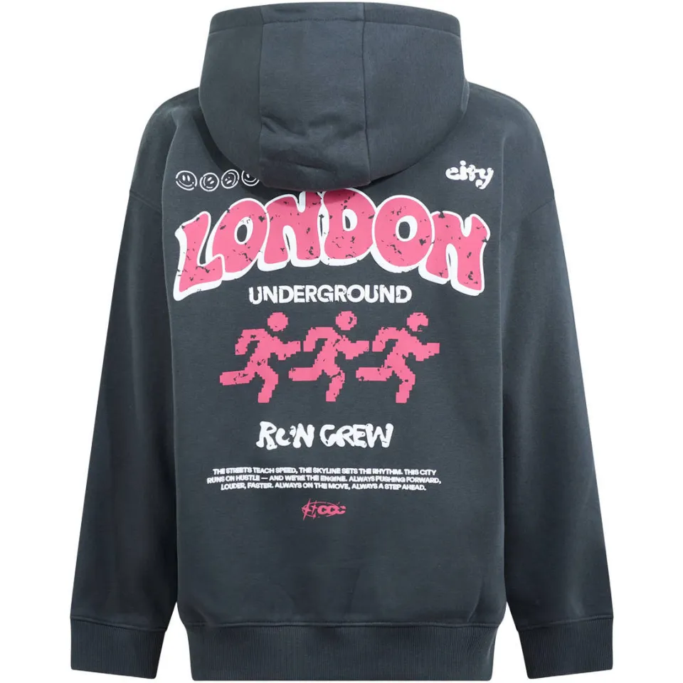 Shoeby sweater met backprint - donkergrijs/rood, foto 4