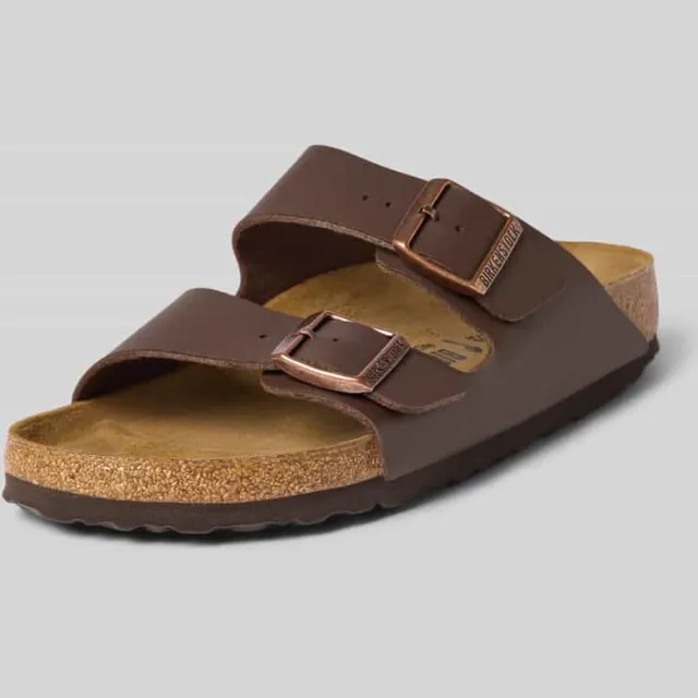 Birkenstock Instappers met logodetail model 'Arizona' donkerbruin