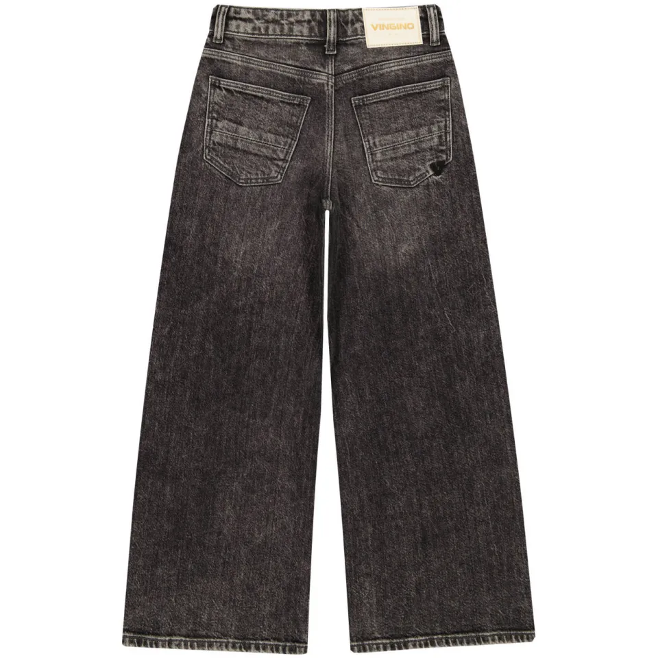 Vingino Cita Special wide leg jeans met borduursels en hartjes - grijs, foto 4