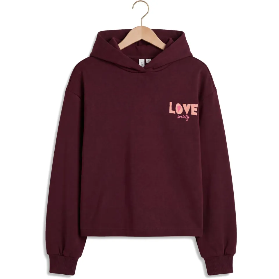 LOOXS little boxy hoodie - donkerrood, foto 2