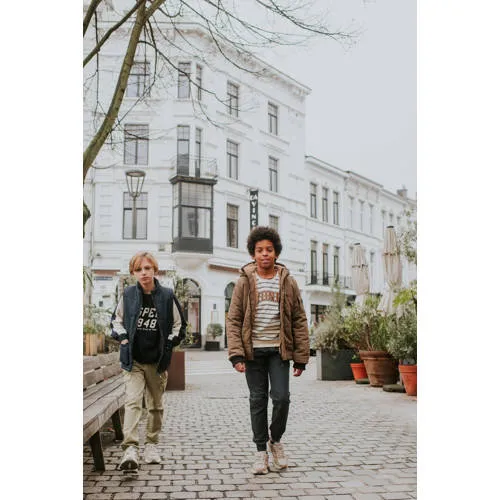 No Way Monday rechtvallende gestreepte sweater met tekst - wit, foto 4
