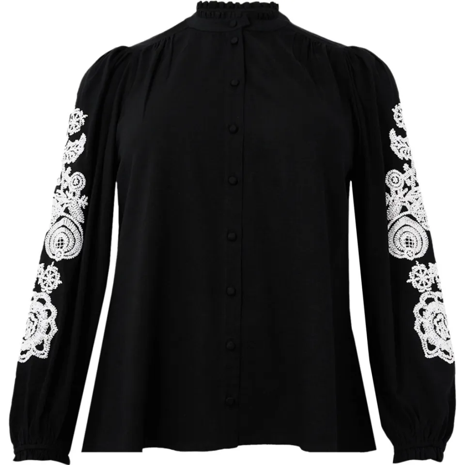 Yoek Twill blouse zwart, foto 2