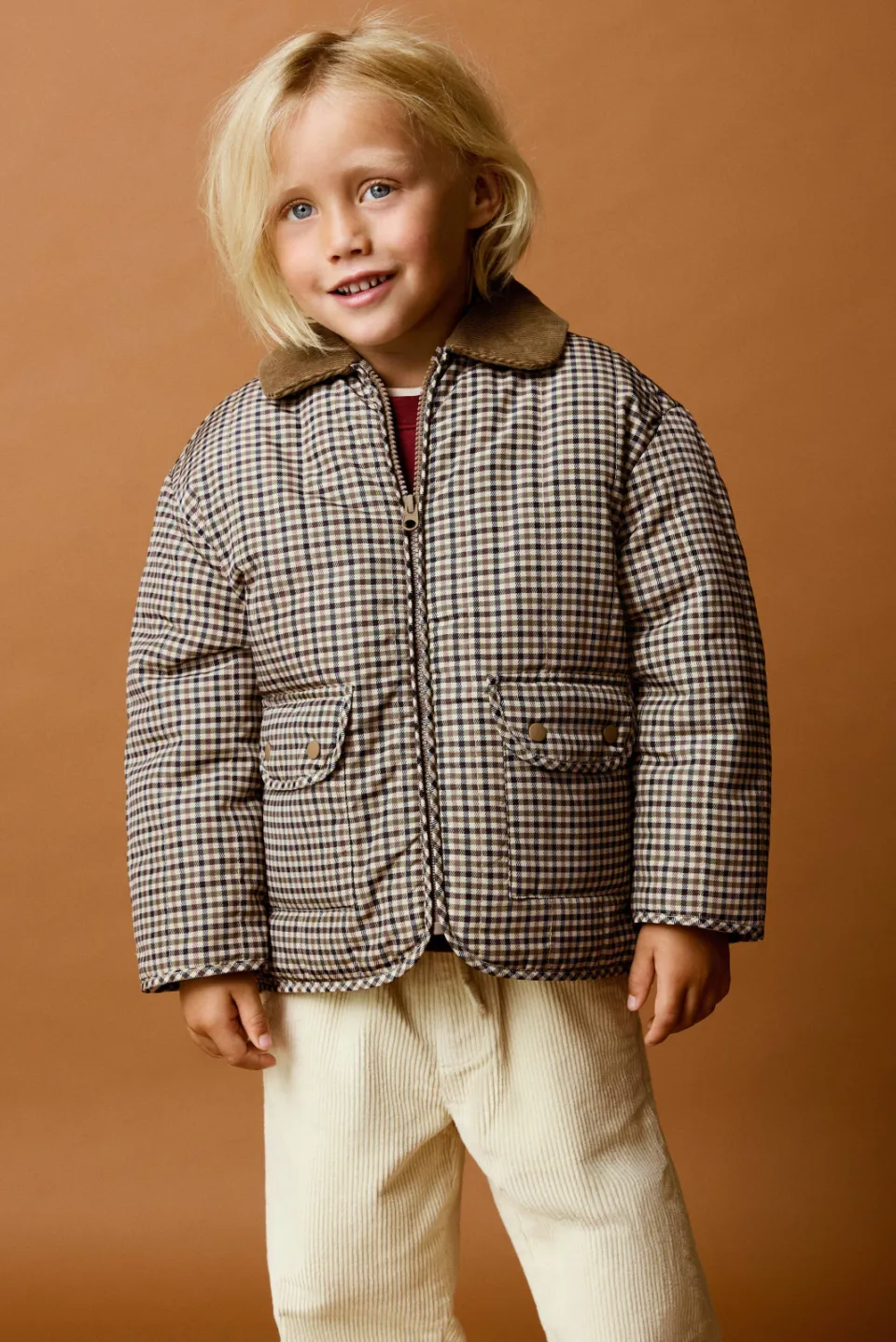 Mango Kids geruite tussenjas bruin