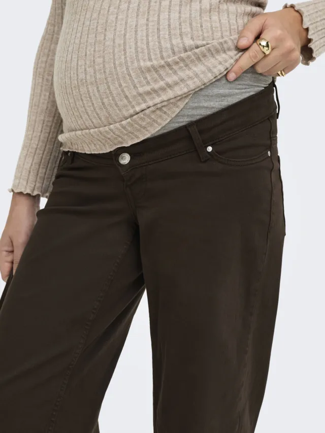 Only MATERNITY Olmmadison high waist wide leg zwangerschapsjeans - donkerbruin, foto 4