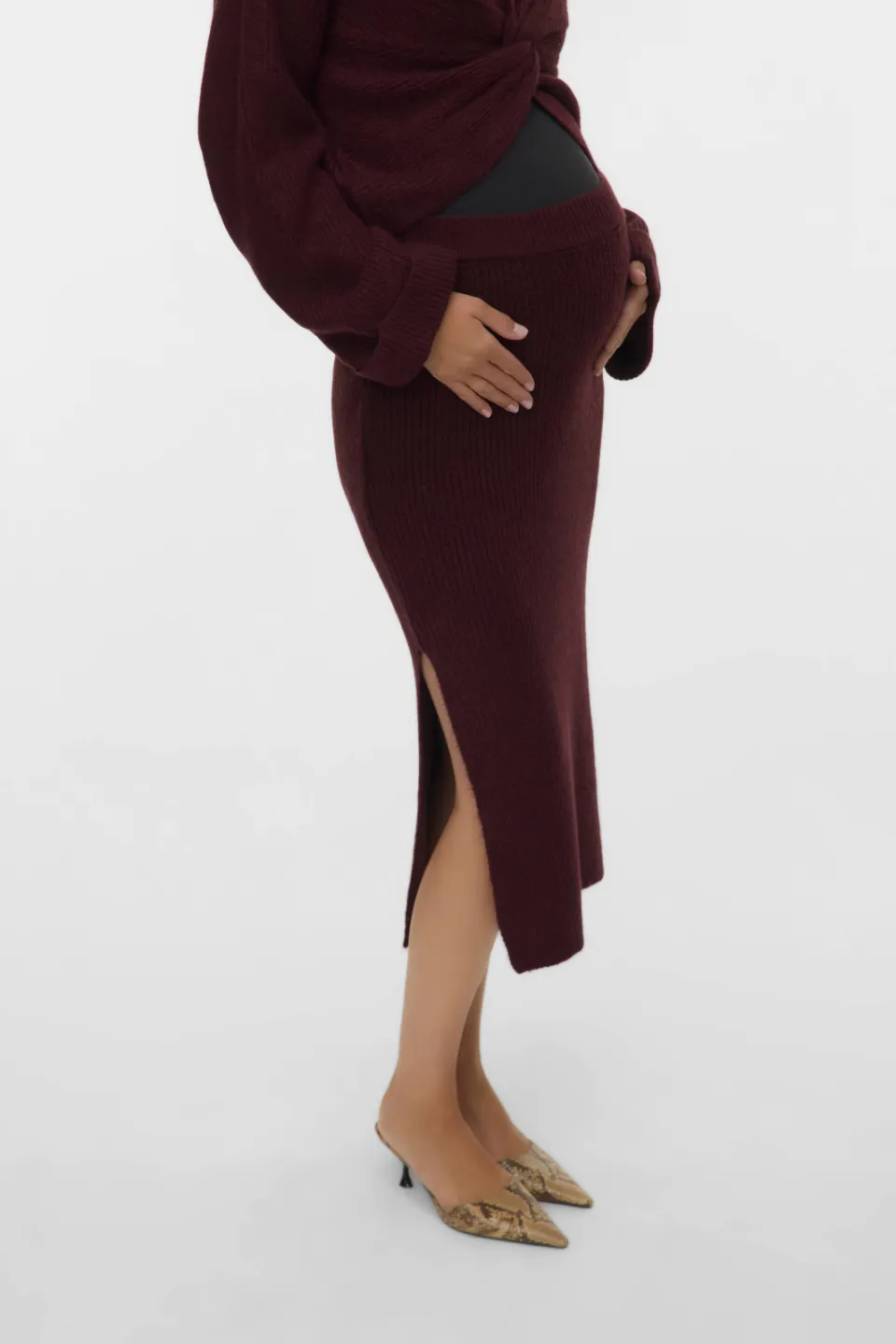 Mamalicious MLSVALA midi rok burgundy, foto 6