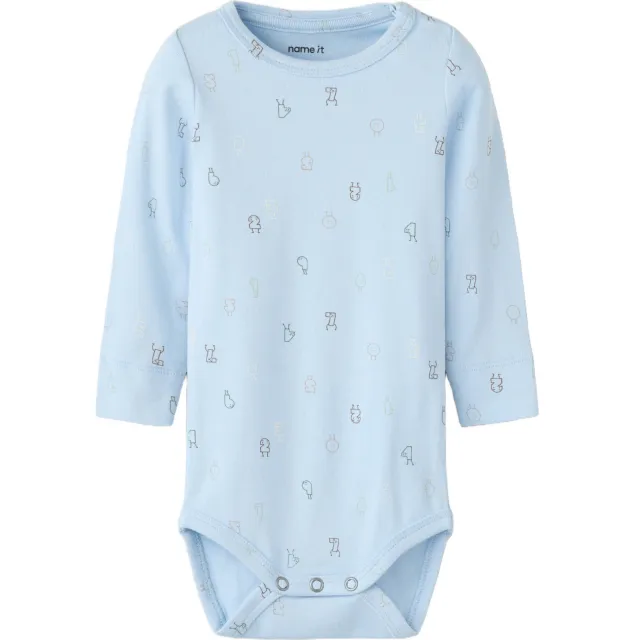 NAME IT BABY katoenen gebreide romper met print - lichtblauw, foto 2