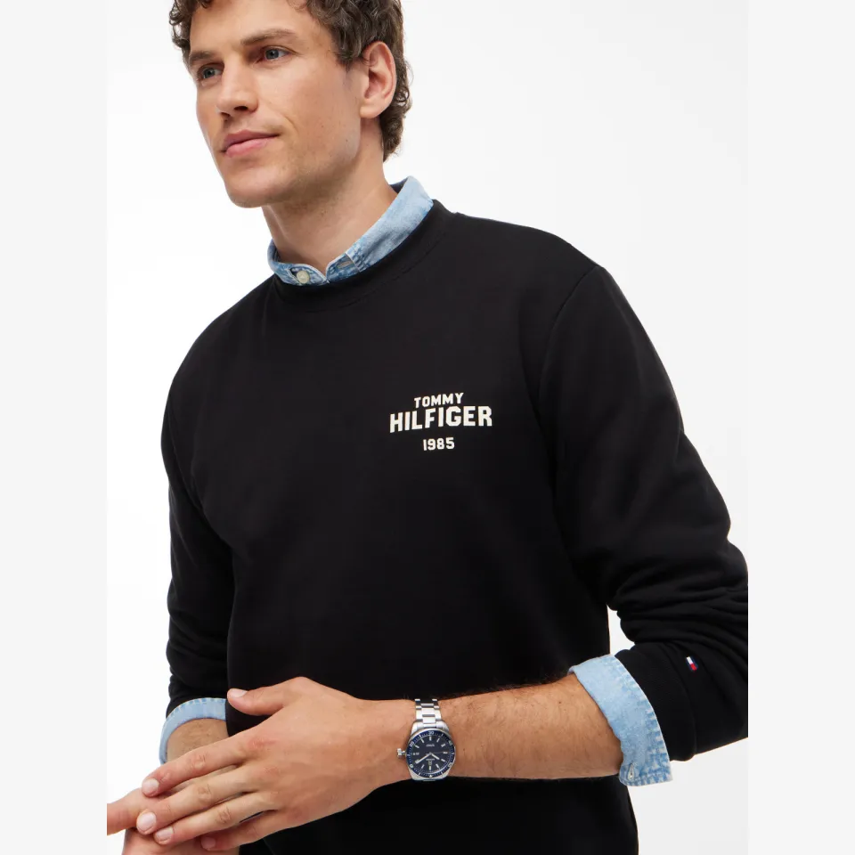 Tommy Hilfiger regular fit sweater met print - zwart, foto 5