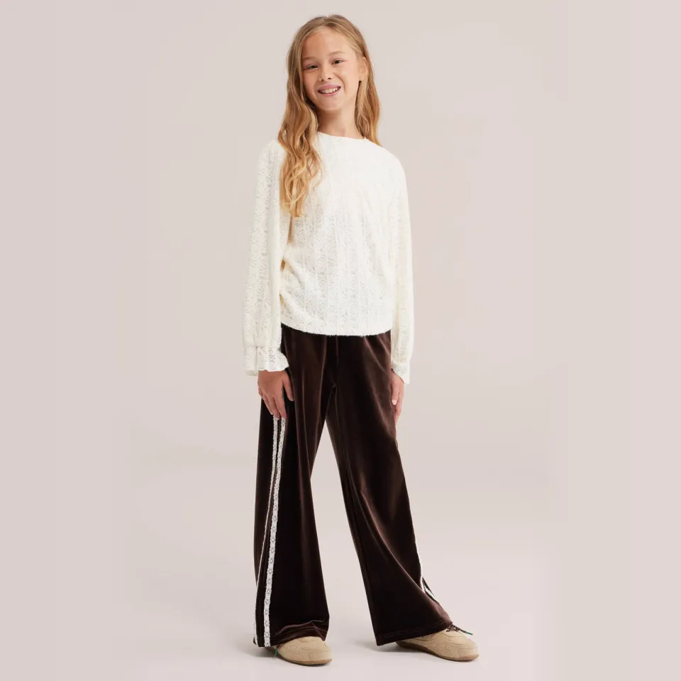 WE Fashion fluwelen wide leg broek bruin, foto 3