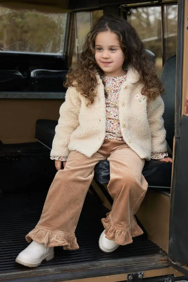 Little Dutch corduroy broek met ruches beige, foto 6