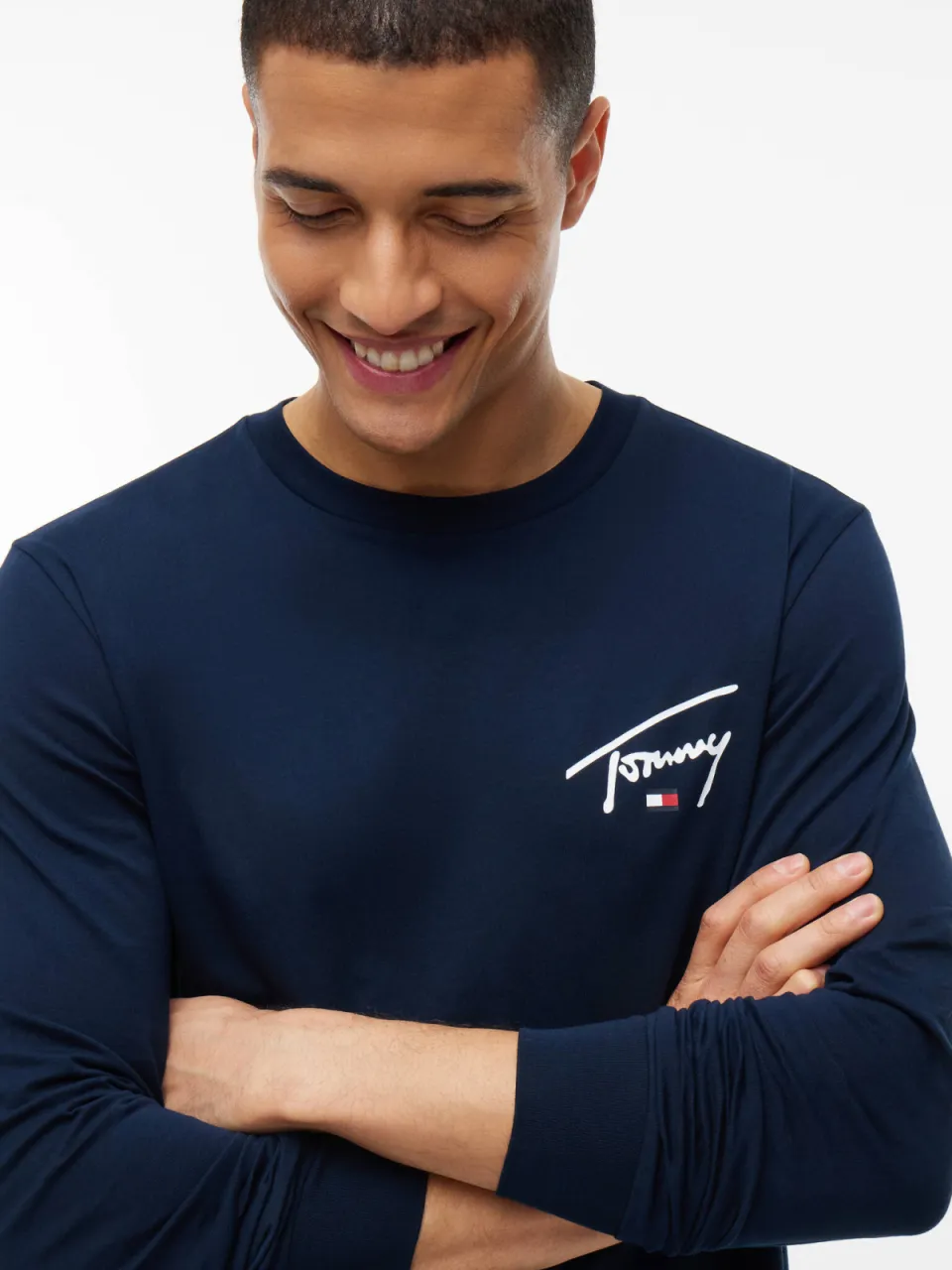 Tommy Jeans regular fit longsleeve met logo - donkerblauw, foto 5
