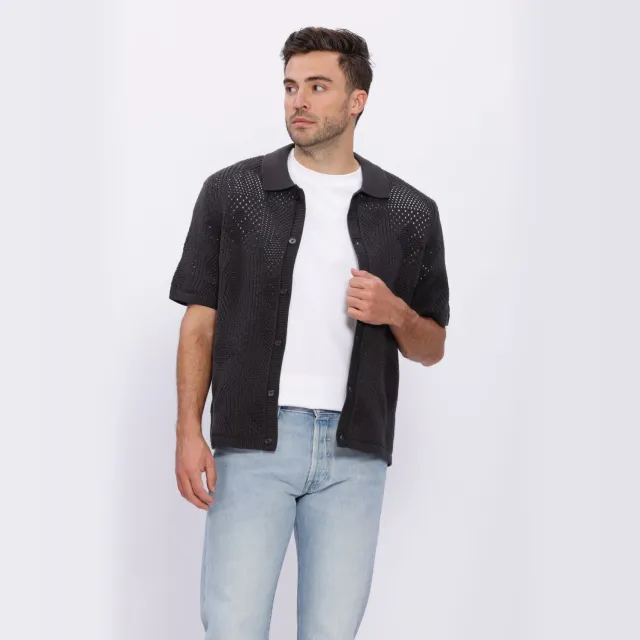 Levi's Heren Overhemden Sweater Camp Shirt - Donkergrijs