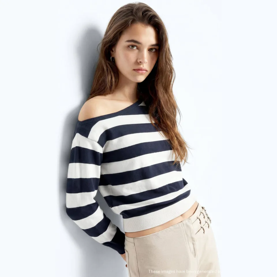 Mango TEEN gestreepte trui - marineblauw, foto 4