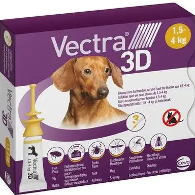 Vectra 3D XS Spot-on hond 1,5 - 4 kg (3 pipetten) 3 pipetten