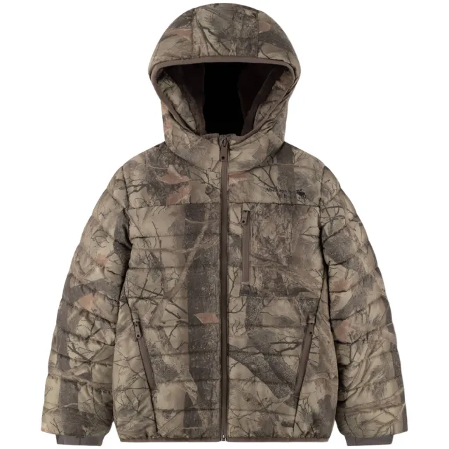 Abercrombie & Fitch pufferjas met all-over print olijfgroen