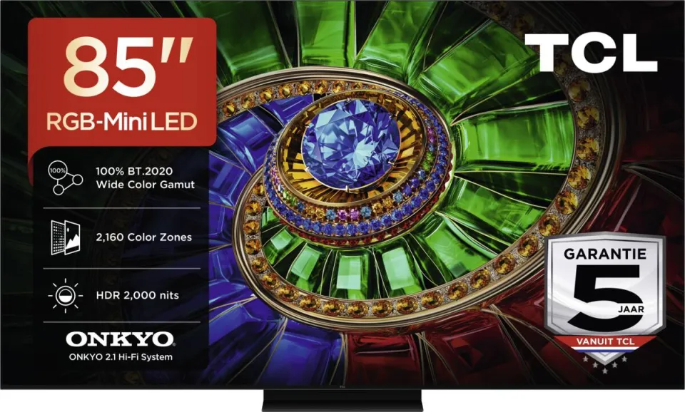 TCL 75RM7L RGB MiniLED TV zwart, foto 3