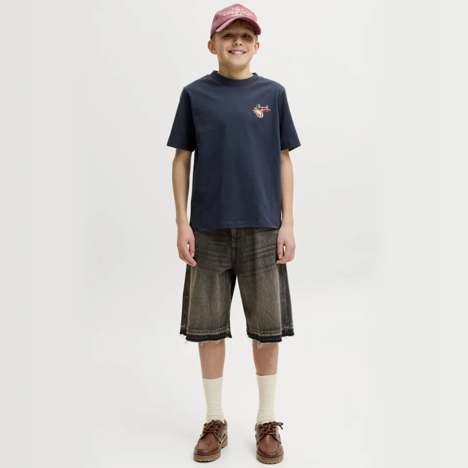 Jack & Jones junior t-shirt met backprint donkerblauw