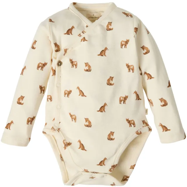 A Tiny Story katoenen romper met print - ivoor/bruin