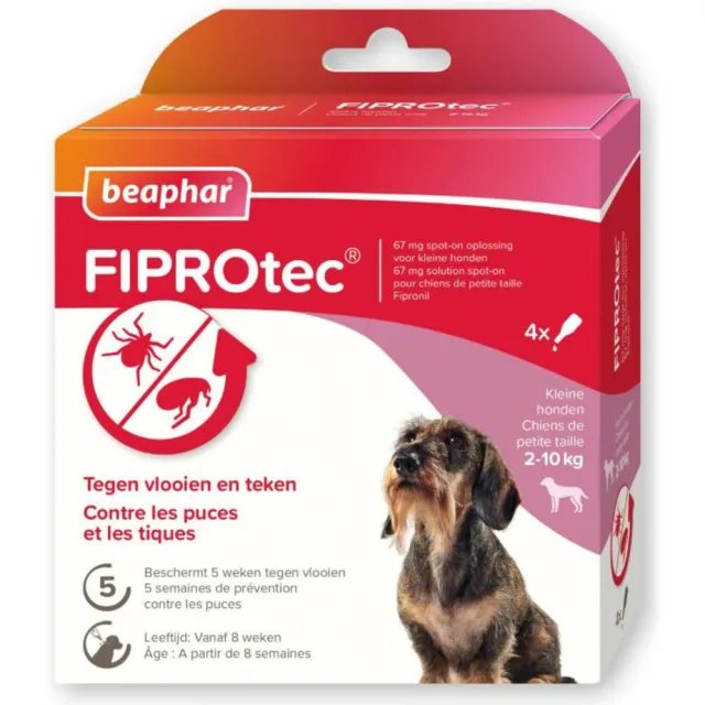 Beaphar Fiprotec Anti Teken- en Vlooiendruppels Hond 2 - 10 kg 4 stuks