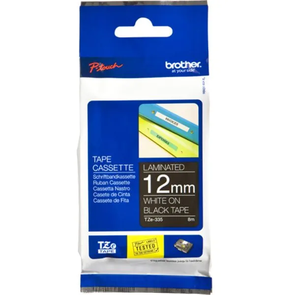 Brother TZe-335 Tape Wit op zwart (12 mm), foto 2