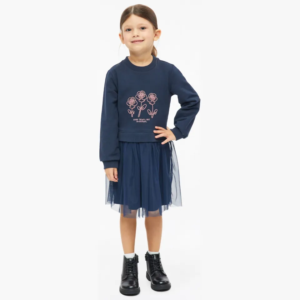 s.Oliver sweatjurk met tekst en glitters donkerblauw