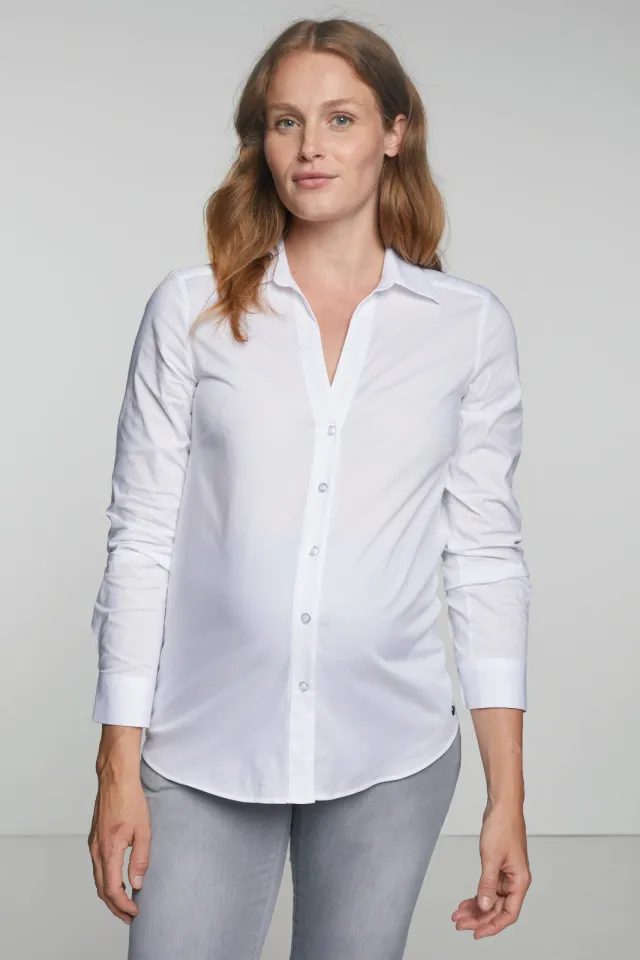 LOVE2WAIT zwangerschapsblouse wit met klassieke kraag, foto 4