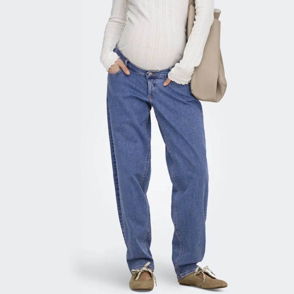 Only MATERNITY Olmluma low waist zwangerschaps straight leg jeans medium blue denim, foto 7