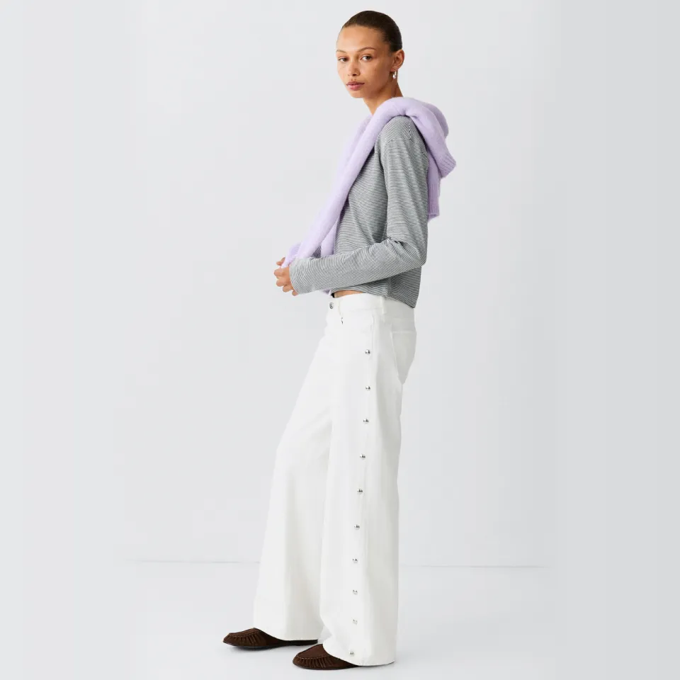 Mango TEEN wide leg jeans met studs - wit, foto 4