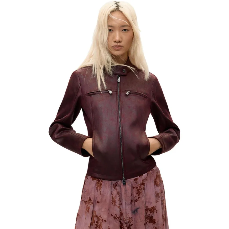 Desigual imitatieleren jas - donkerrood, foto 2