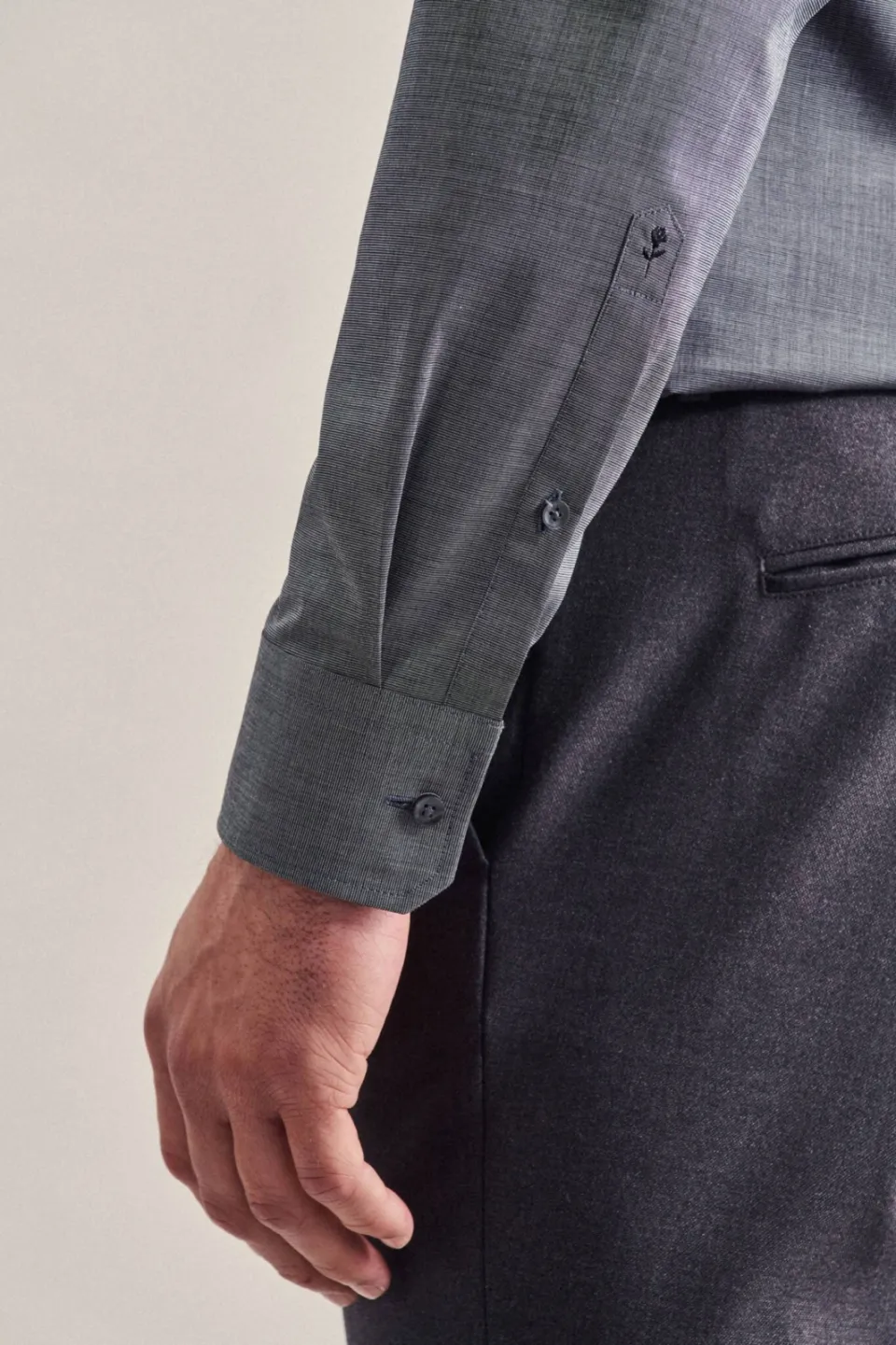 Seidensticker slim fit overhemd grijs, foto 6