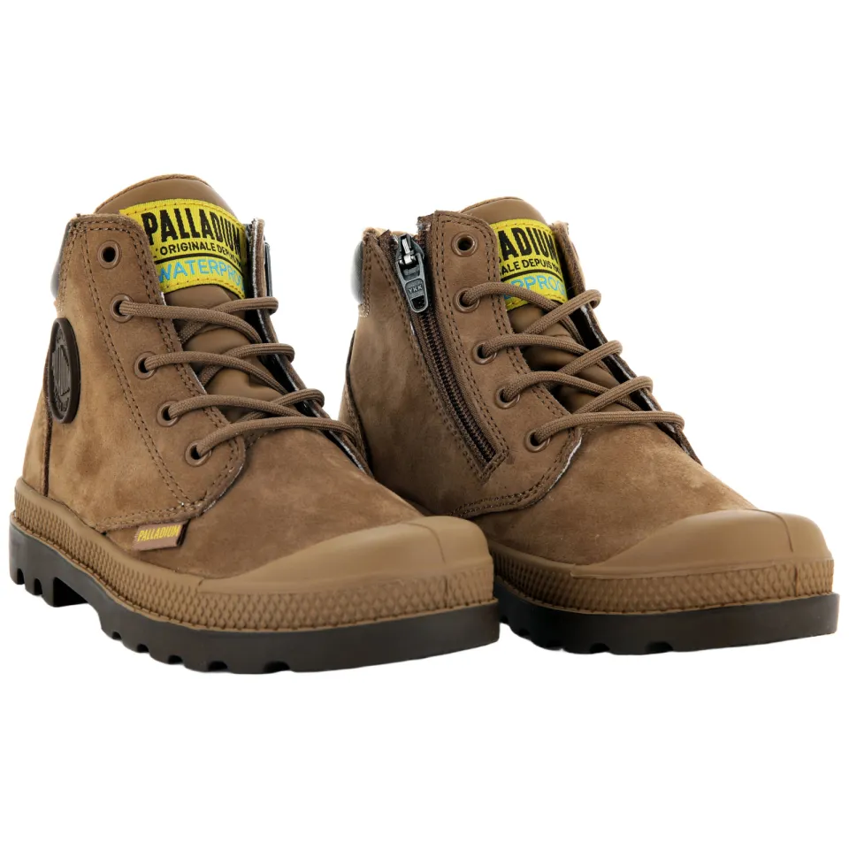 Palladium Schoolkind leren veterschoenen met profielzool - cognac, foto 7