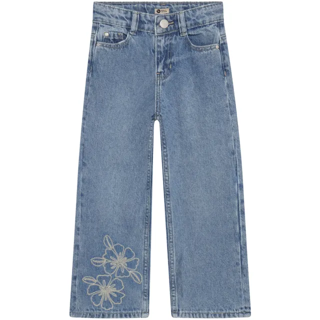 Daily7 wide leg jeans met print - mediumblauw Blue denim