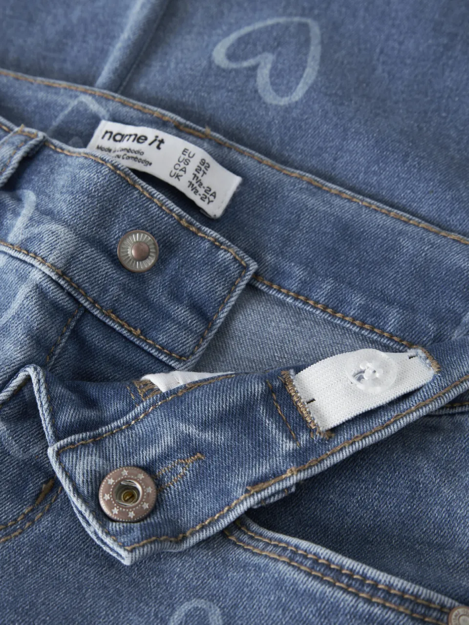 NAME IT MINI NMFROSE wide leg jeans met hartjes - mediumblauw, foto 6